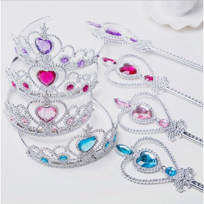 Kit Coroa E Varinha Magica Princesa Infantil Tiara