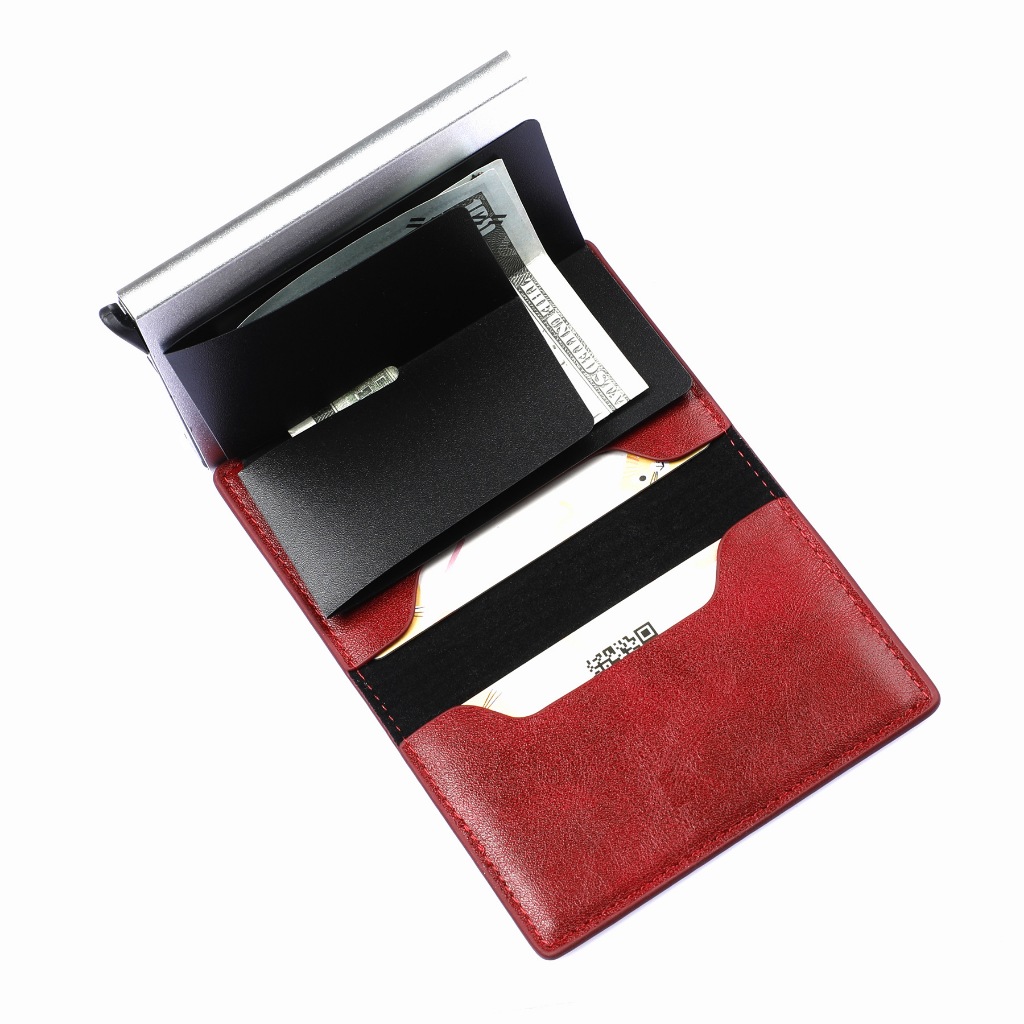 Anti Furto Com Ejeção Automática De Cartões Carteira Ejetora Automática Slim Fibra De Carbono