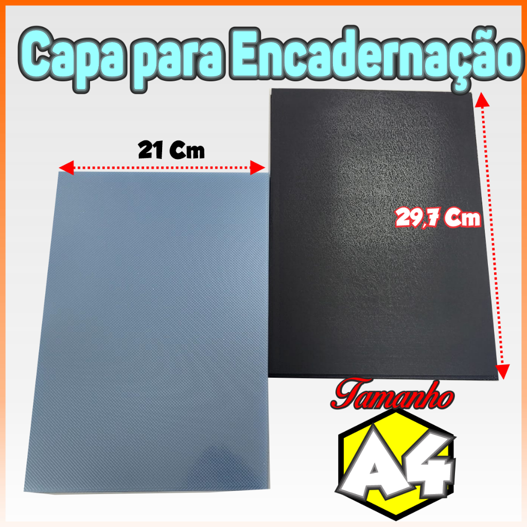 Kit Capa Encadernação Preta E Transparente A4 Total de 50 unidades (25 Pretas e 25 Transparentes)