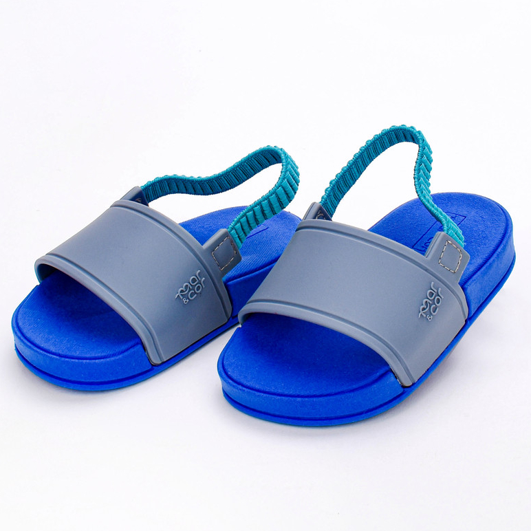 Chinelo Infantil Slide Bebê Menino Kidy com Elástico Azul Royal Confortável Moderno