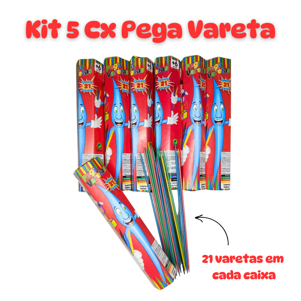 5 Jogo Pega Vareta Brinquedo Infantil p/ Lembrancinha Prenda