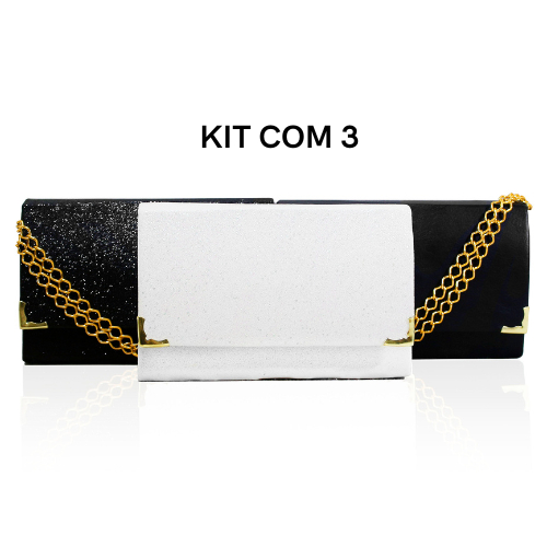 Kit com 3 Bolsas clutch de mão femenina bolsa car