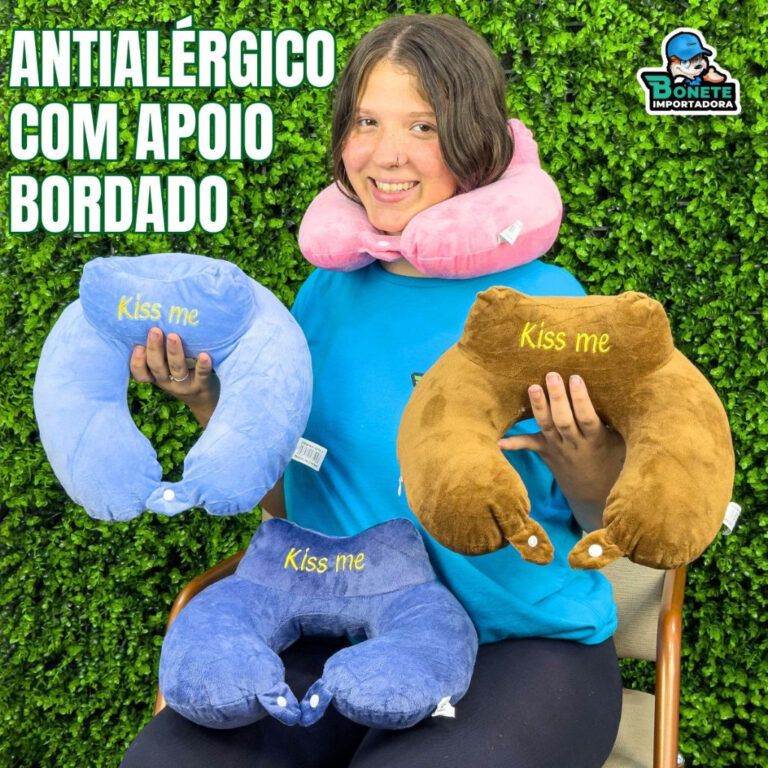 Almofada de Viagem Antialérgica com Zíper e Ench