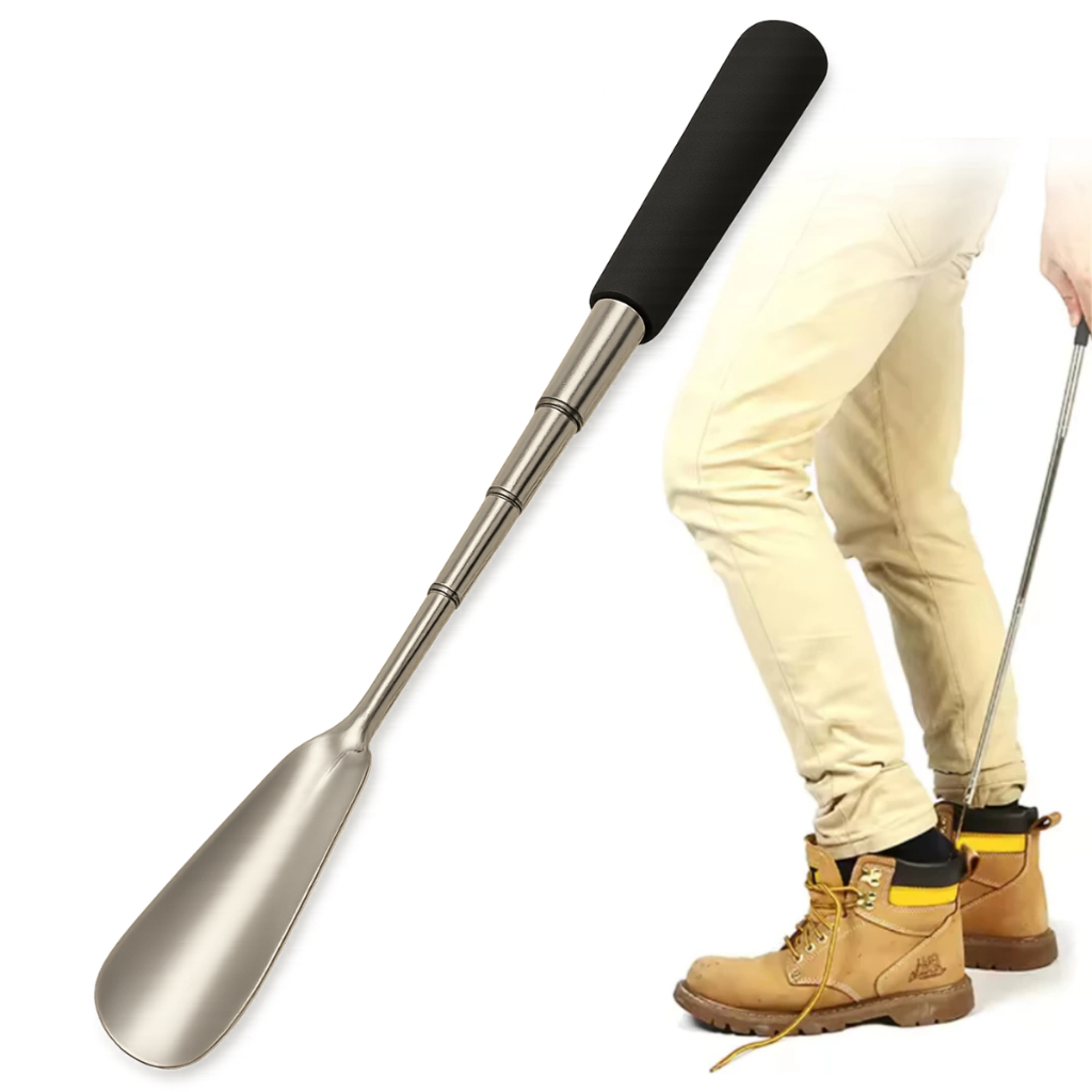 Calçadeira Telescópica Retrátil Aço Inox Ajustável Não Agacha