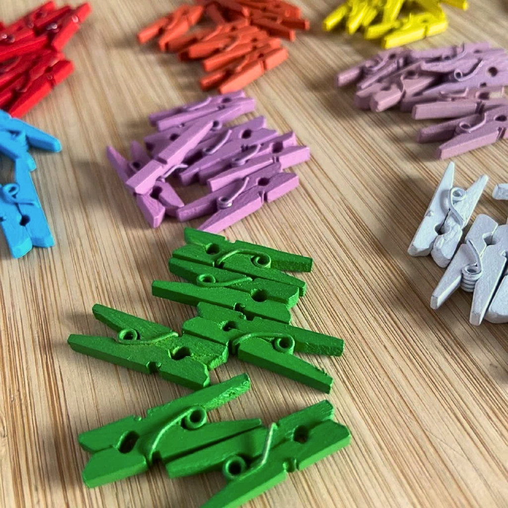 Mini Prendedor de Madeira Colorido 50 peças 2,5cm