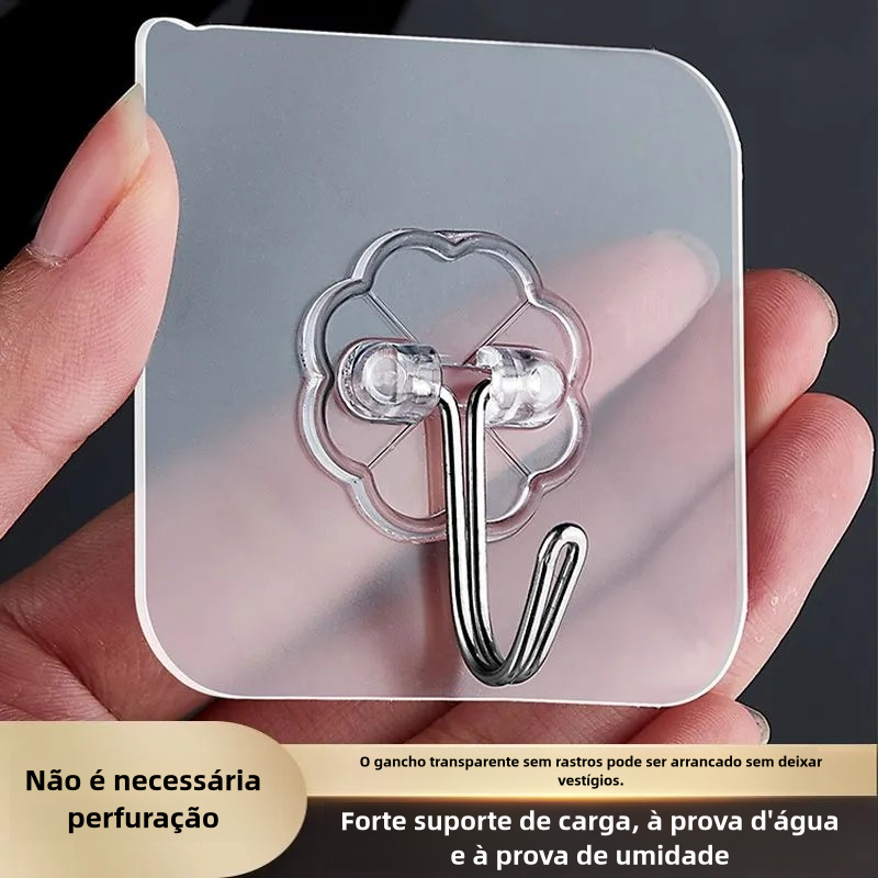 Kit 2/5/10/20 Ganchos Adesivos Universais com Acabamento Metálico – Força e Elegância para Sua Casa
