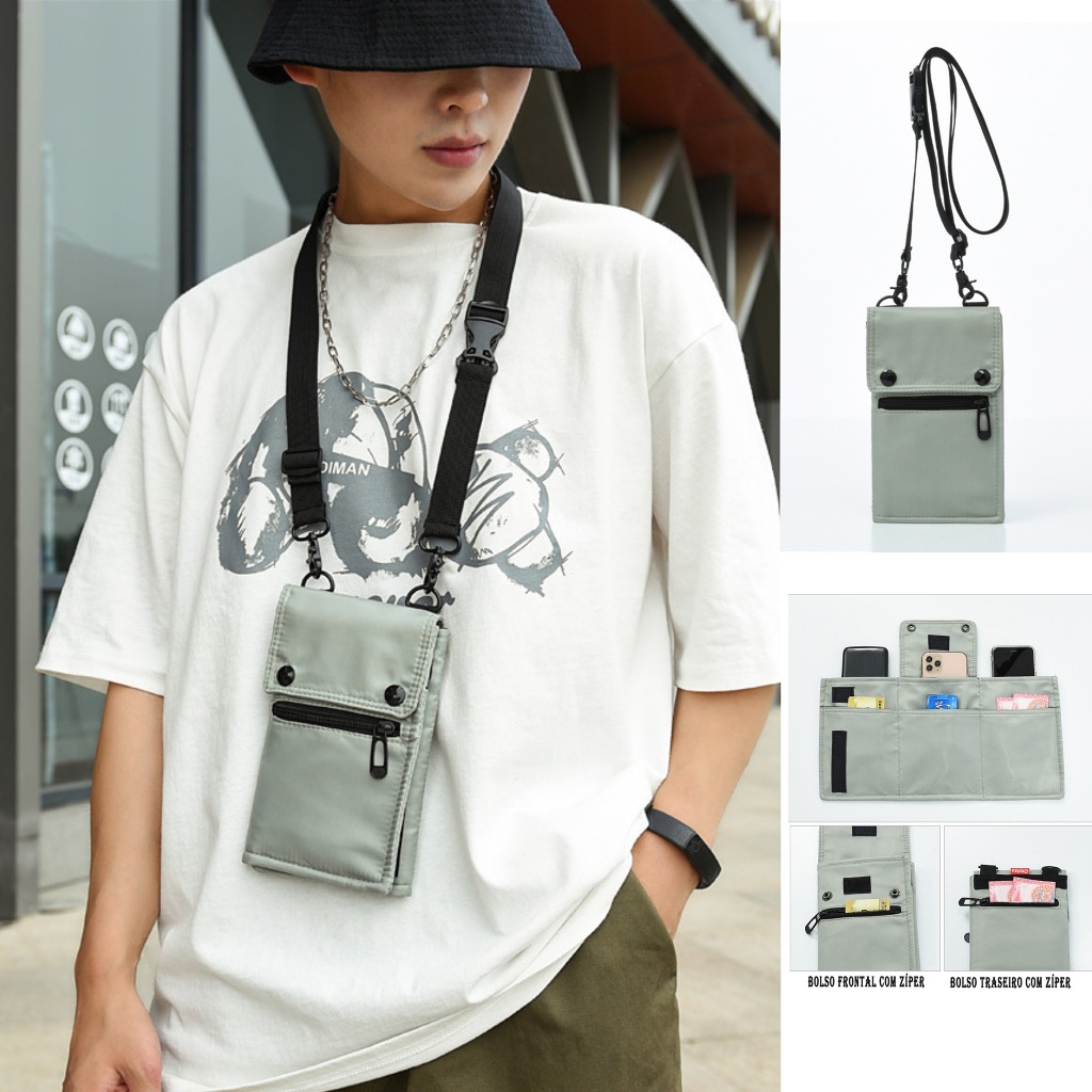 Bolsa para celular Homens Bolsa de ombro Múltipla Mochila Pequena Nylon Pano Inclinada Cruz Viagem P
