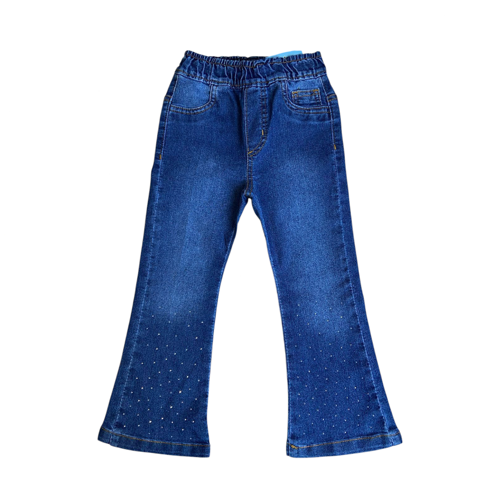 Calça Jeans Bailarina Bebê Meninas Infantil Recém Nascida Festas Com Brilho Flare 01 ao 03