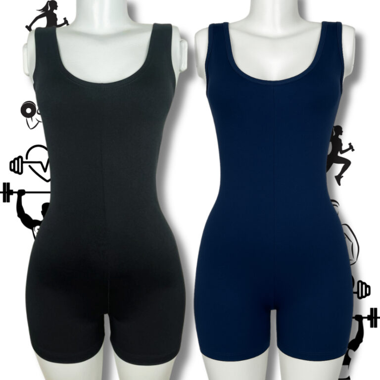 Kit 02 Macacão Fitness Preto/Azul Reforçado Deco