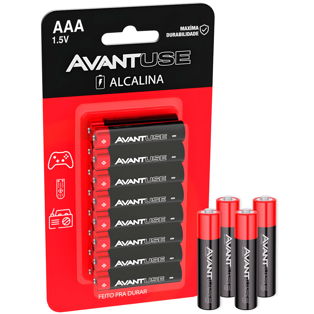Kit 16 24 32 48 128 Pilhas Alcalina comum AA Palito AAA 1.5V Avant Use Alta Durabilidade