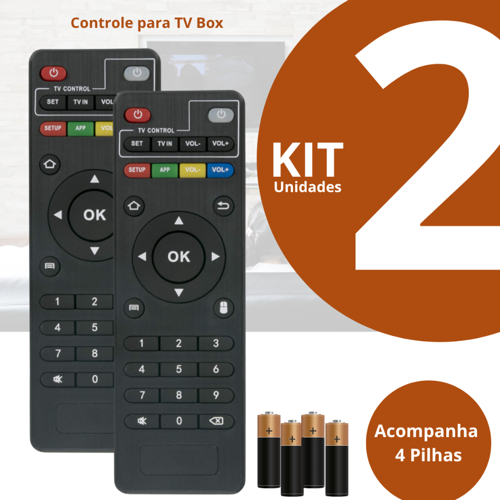 kit 1 – 2 e 3 Controle Remoto Para Tv Botões Inteligentes Box Aparelho Completo Com Pilhas