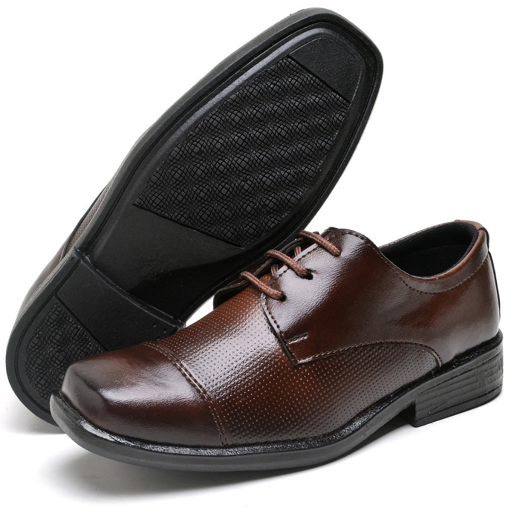 Sapato Infantil Social Masculino Confortável Sapato de Criança Antiderrapante Sola Costurada Qualida