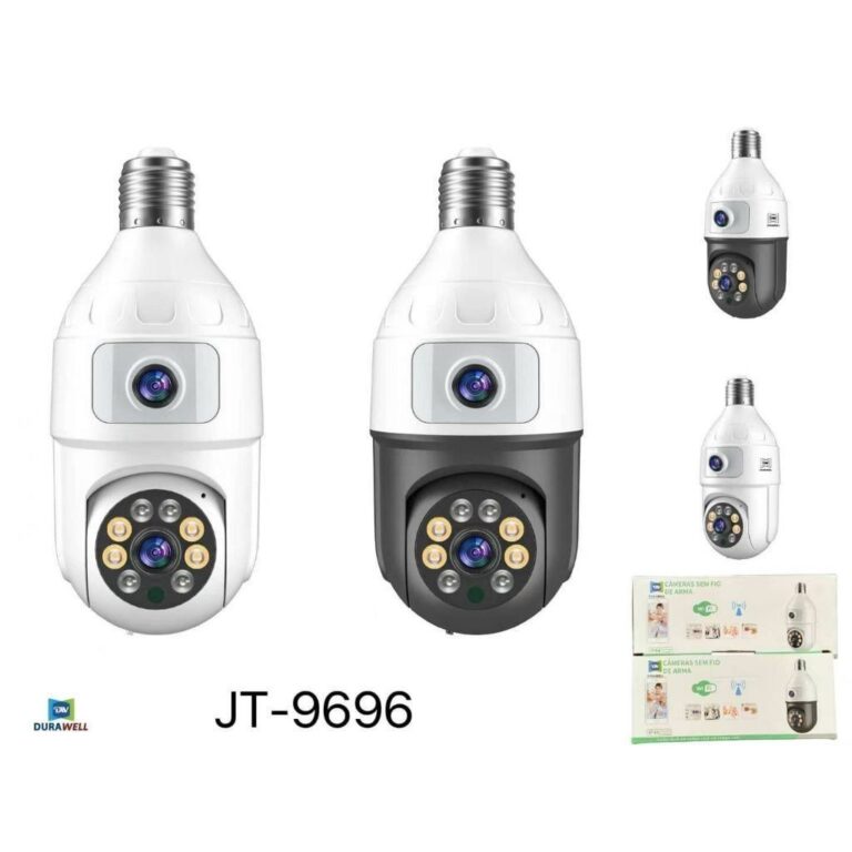 KIT 2 Câmera Lâmpada Wifi Dupla Lente Monitorar 