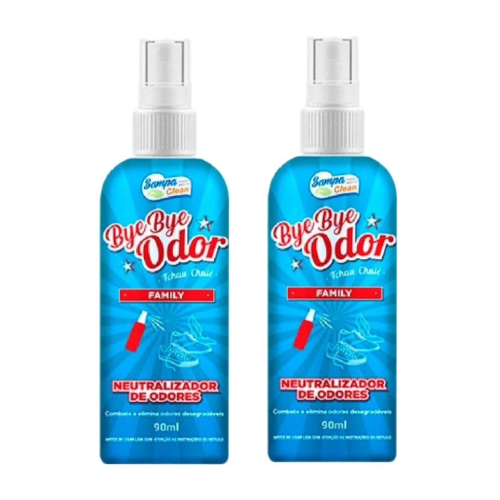 Kit 2 Bye Bye Odor – Neutralizador de Odor – Tchau Chulé. Sampa Clean