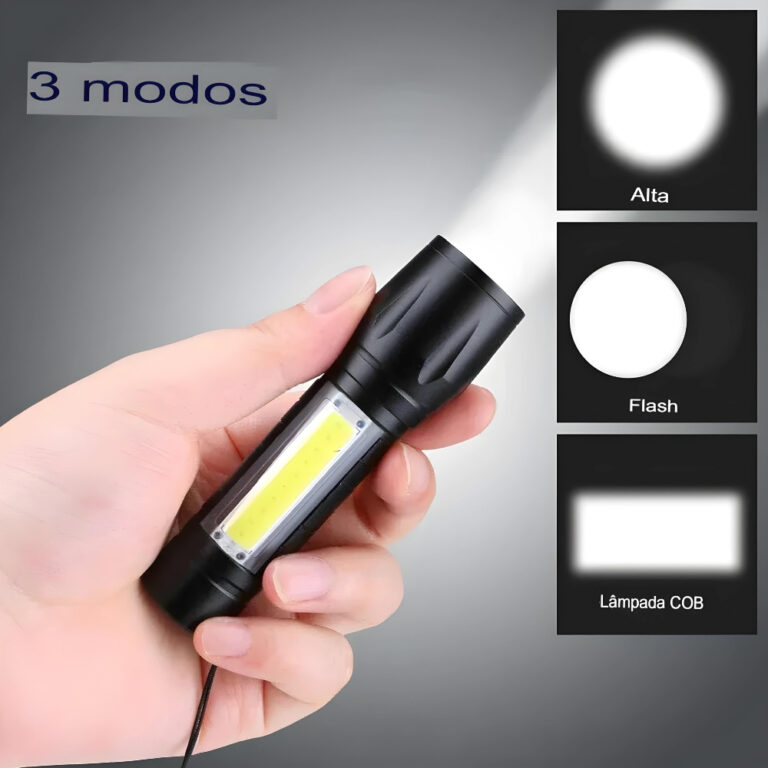 Kit 4 Mini Lanterna Tática Com Led E Zoom Recarre