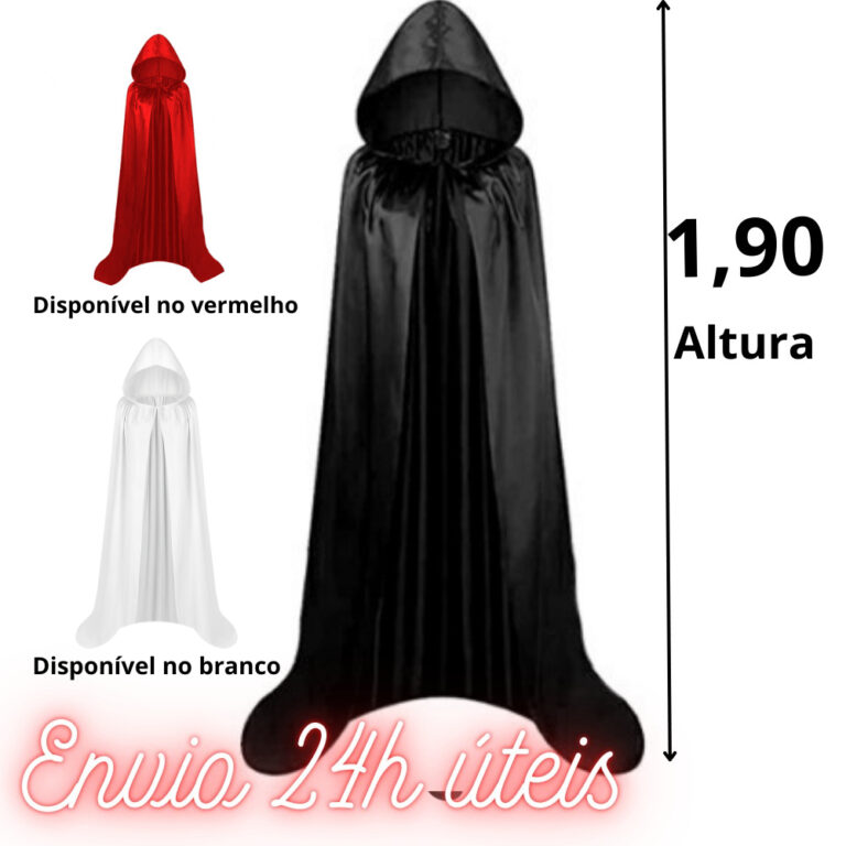 Capa Bruxa Vampiro Panico C/capuz Adulto Luxo Fant