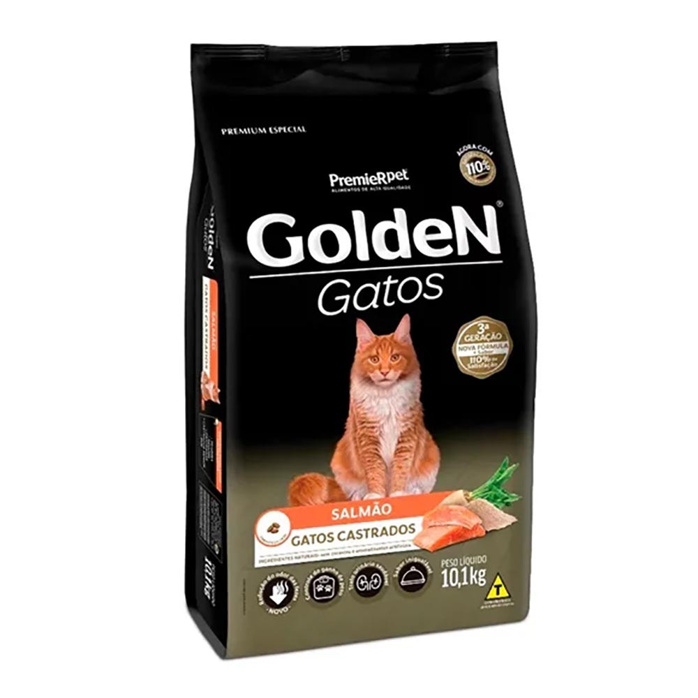 Ração Premier Golden para Gatos Adultos Castrados Salmão 10,1kg