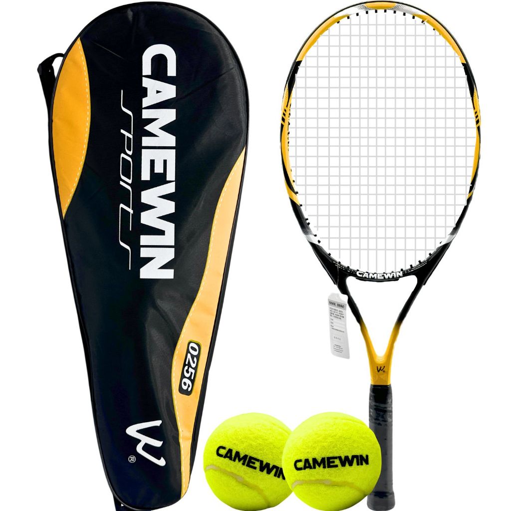 Raquete de Tênis 27 Camewin com Absorção Tripla de Choque e 2 Bolas Inclusas