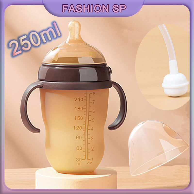 Mamadeira De Silicone Imitação De Leite Materno 250ml Com Canudo – Anticólica/anti-refluxo