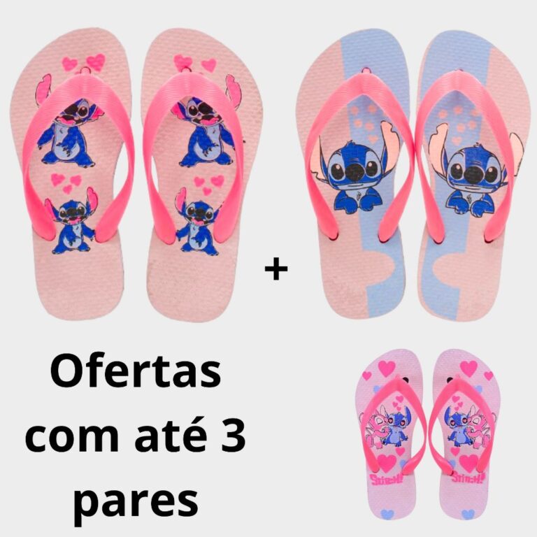 Kit Chinelo Infantil de Menina Estampados Personag