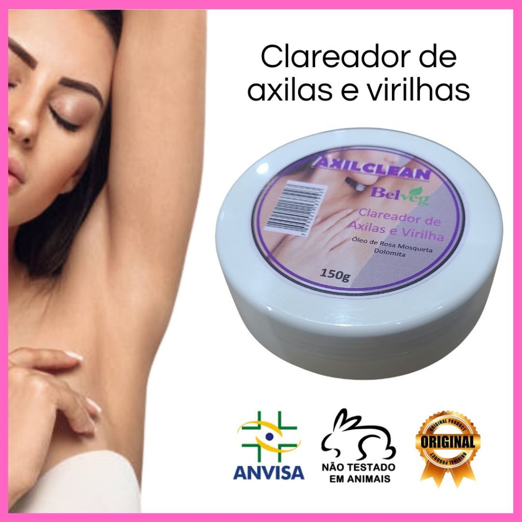 Clareador de Virilha e Axila Axilclean Dolomita e Rosa Mosqueta Clareador intimo 150gr Original