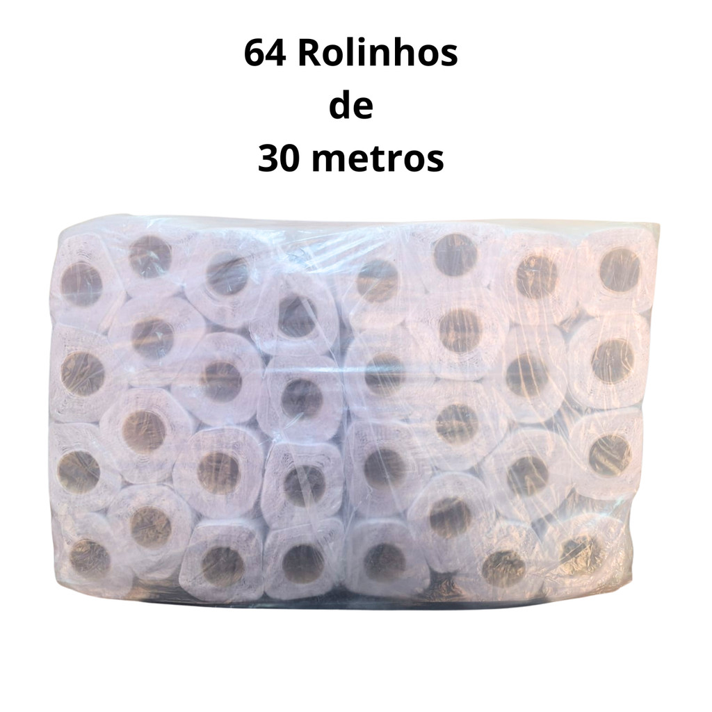 Papel Higienico 30 metros 64 rolos de papel Branco fardo doméstico ou empresa