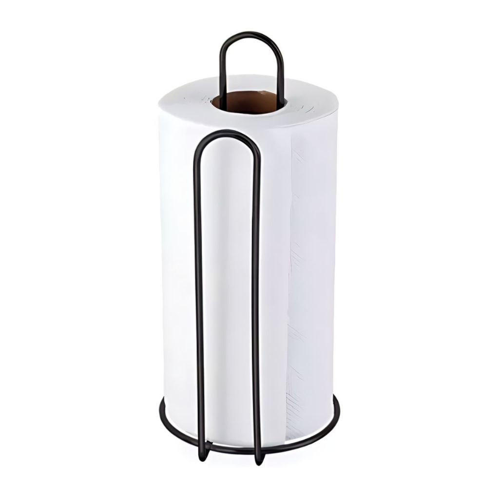 Suporte Porta Rolo Papel Toalha Vertical De Mesa Metal Inox Preto Mesa Cozinha Restaurante