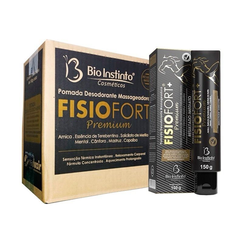 12 UN POMADA FISIOFORT PREMIUM 150g massageadora desodorante Bio instinto dores musculares treino