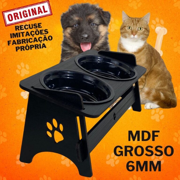 Comedouro  Bebedouro Pet Elevado Para Cachorros e 