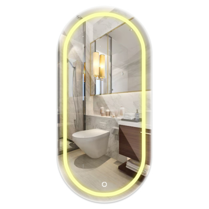 Espelho Oval Jateado Com Led 40 Cm a 120 Cm Premiu