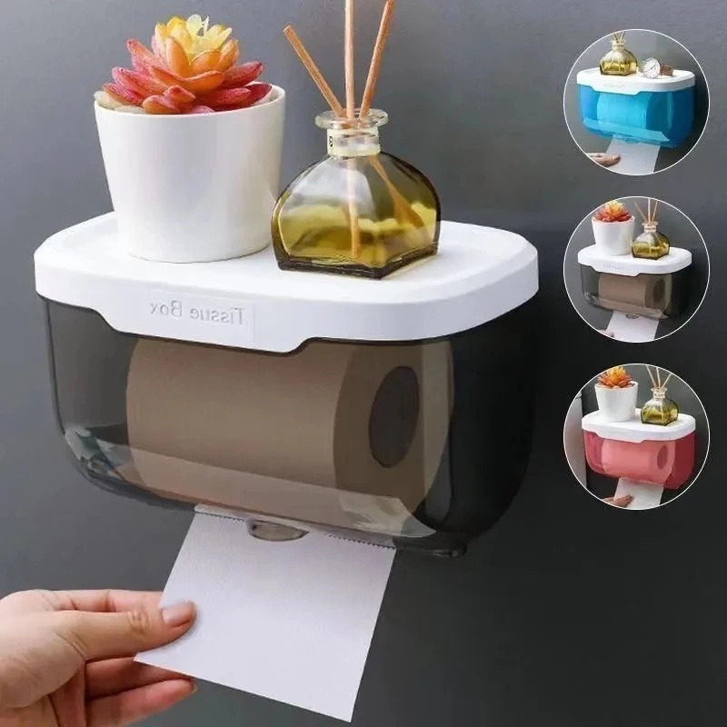 Suporte De Papel Higiênico De Plástico Montado Na Parede Para Banheiro Armazenamento À Prova Dágua