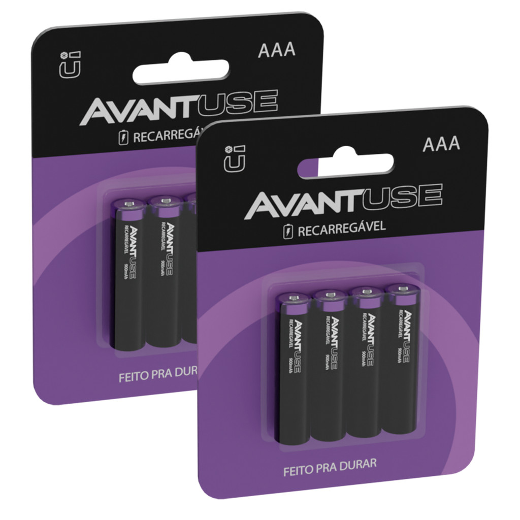 Kit 8 Pilhas Recarregável AAA Palito 1000MAH 1.2V Avant Use