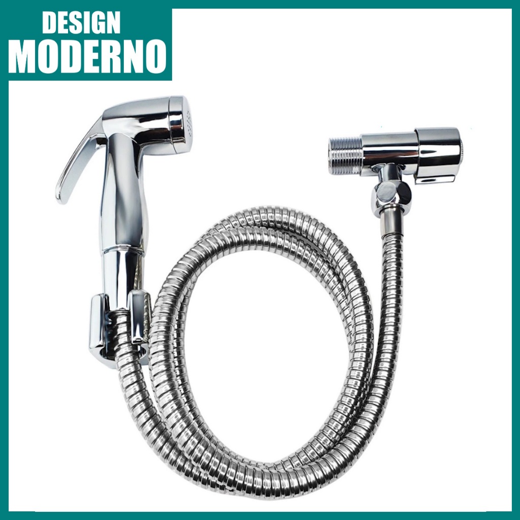 Ducha Higiênica Cromada 100% Completa Mangueira Flexivel 1,20m Chuveirinho Acionamento 1/4 De Volta