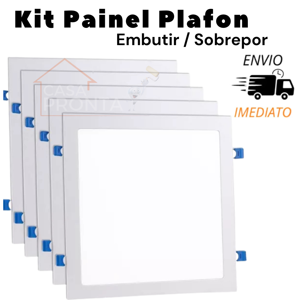 Painel Plafon Embutir Sobrepor 24w Quadrado LuzFria6500k