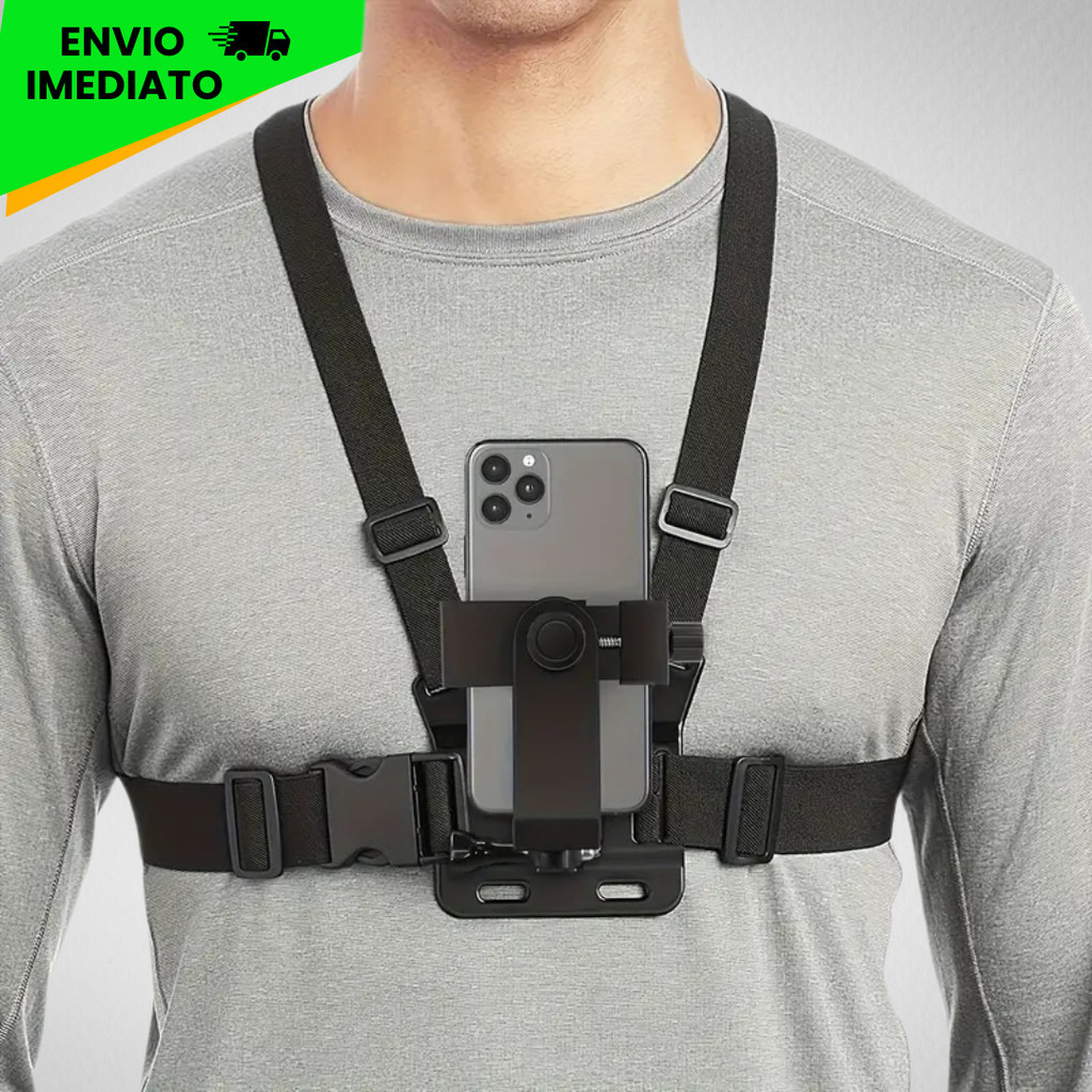 Suporte de Peito Para Celular e Gopro Peitoral Peito ajustável Câmera Esportivo Moto Bike 1408