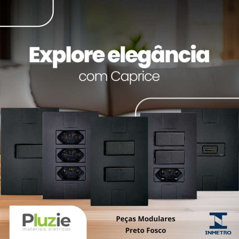 Tomada Interruptor Preto Fosco Linha Caprice Pluzi