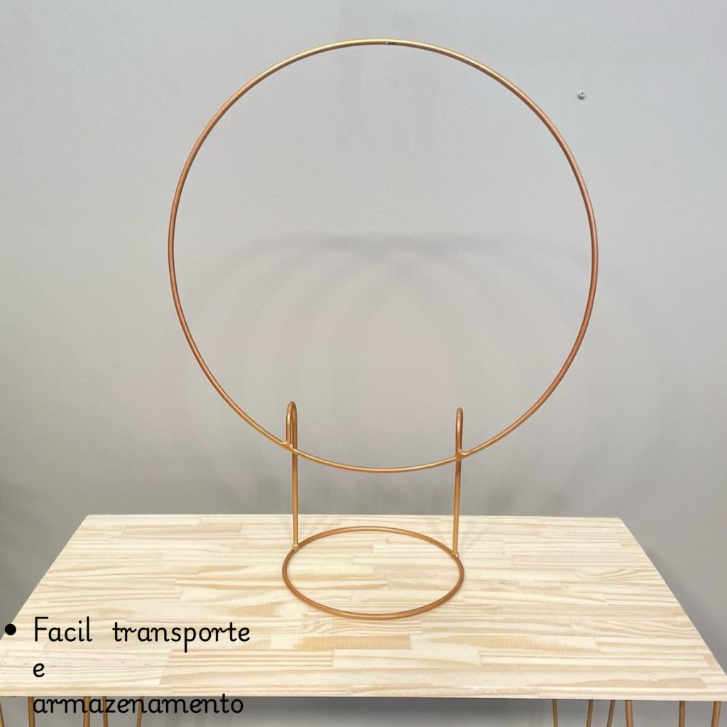 Mini Arco de Mesa Redondo Dourado Enfeite Bexiga Painéis Festa