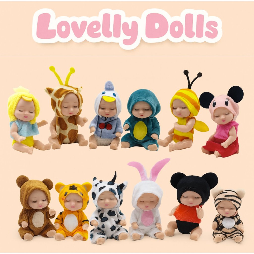 Kit Com 6 Mini Bonecas Pijama Bebê Infantil Reborn Brinquedo Boneca Macia PresenteMenina Coleção