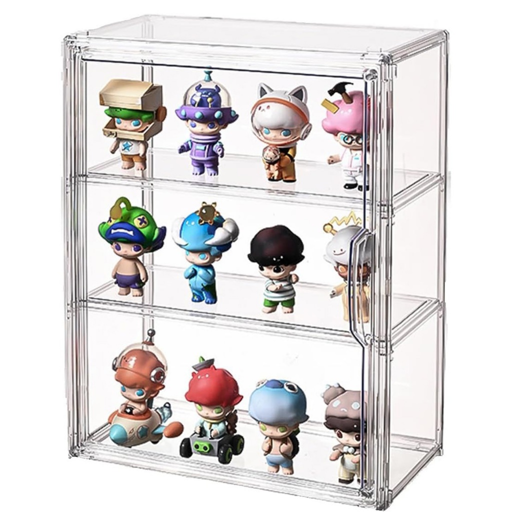 Caixa de Armazenamento Maquiagem Acrílico para Parede com Tampa  à Prova de Poeira 2 Divisórias Móve