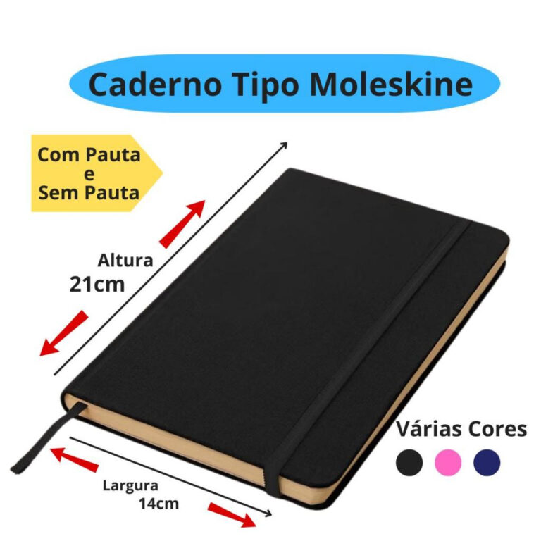 Caderno Grande Tipo Moleskine 21x14cm Caderneta Co