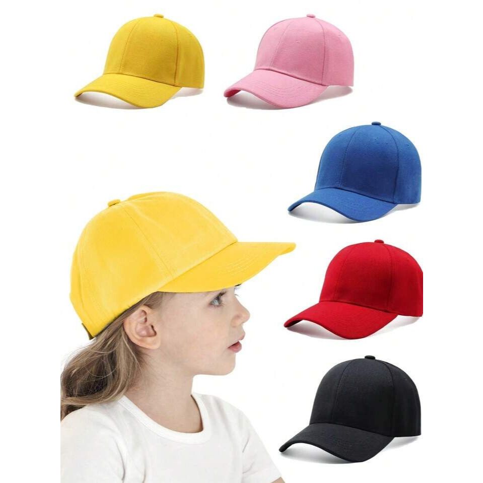 Boné Infantil Liso Unissex Ajustável Aba Curva Básico Confortável