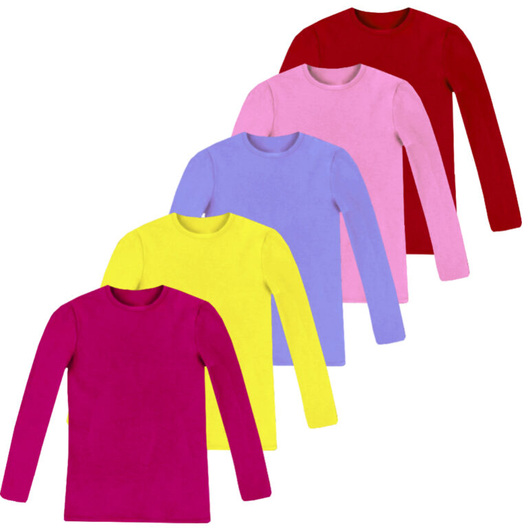 Blusa Infantil Básica Manga Longa Kit Com 05 Blus