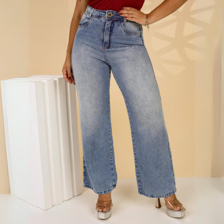 Calça Jeans custom Wide Leg cintura alta