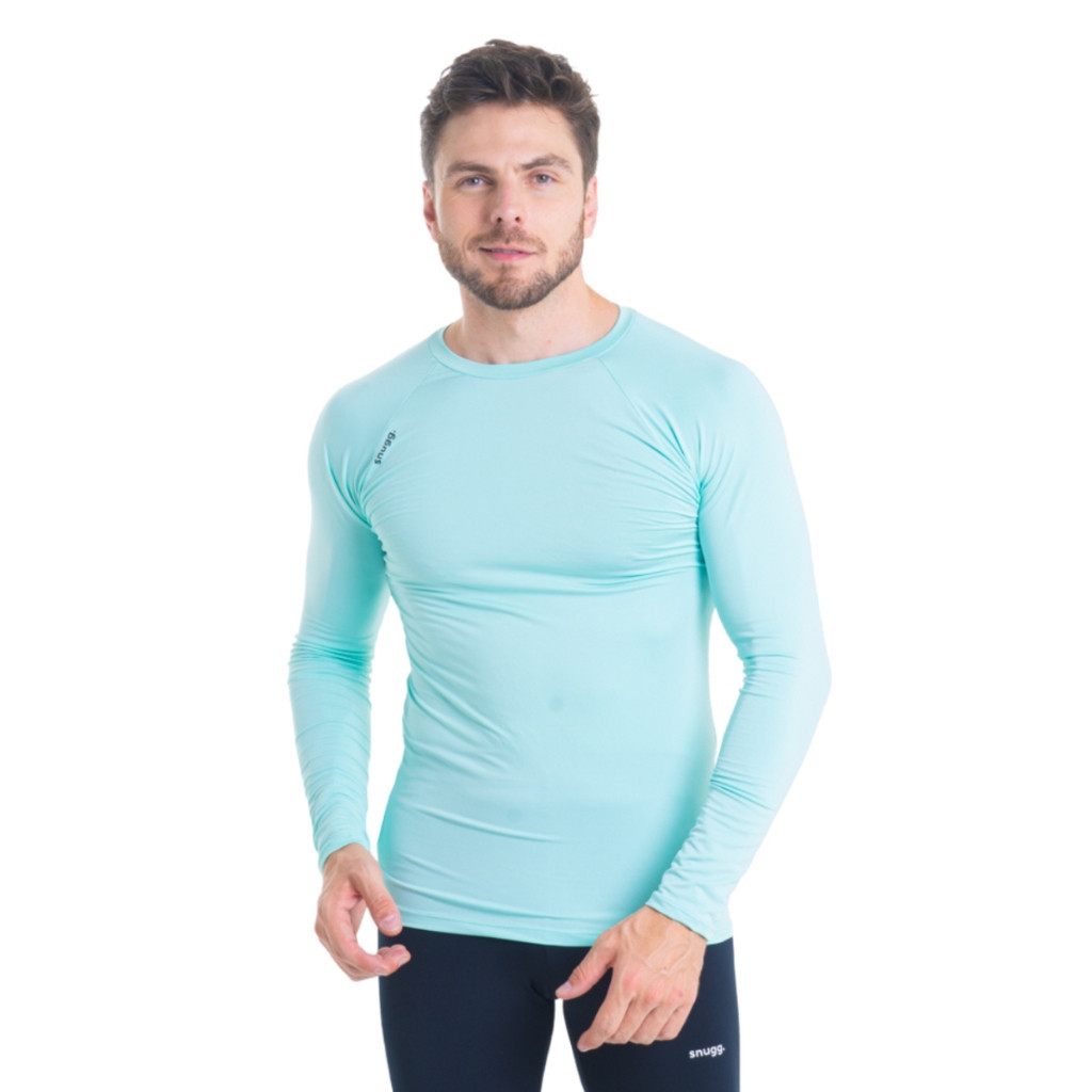 Camiseta Térmica Segunda Pele manga longa Proteção Solar UV50+ Esportiva Academia Unissex Snugg Verd