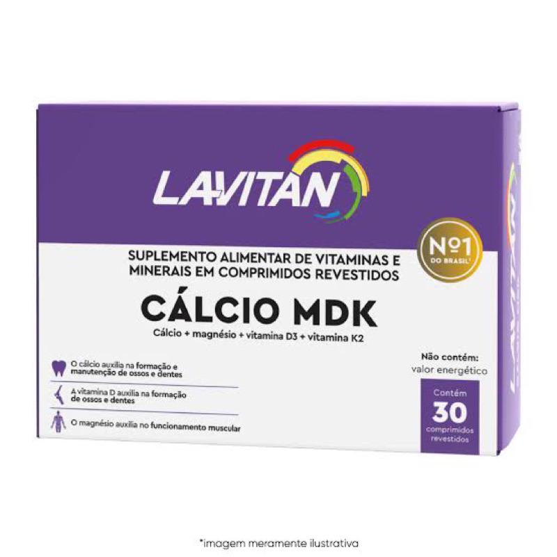Cálcio MDK Lavitan N1 Cimed 30cpr (calcio, magnésio, vitamina D3 e K2)