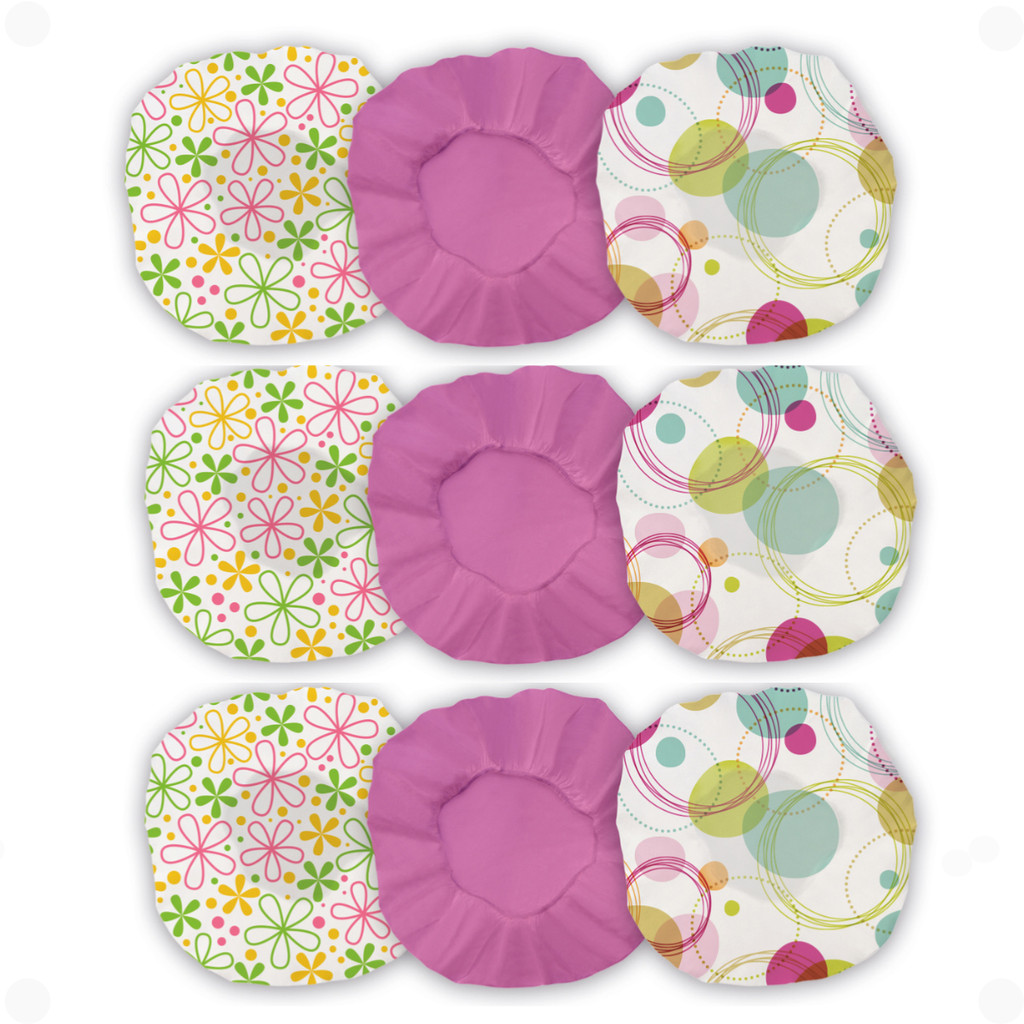 Kit com 9 Toucas de Plástico Impermeável para Banho Sortidas