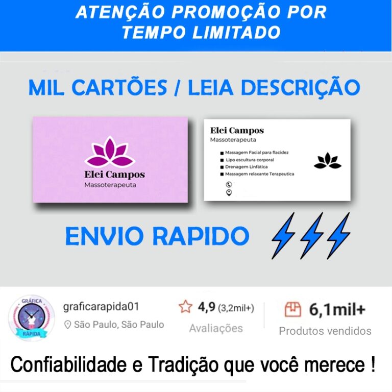 Cartão de Visita 1.000 und /  MANDE SUA ARTE PRON