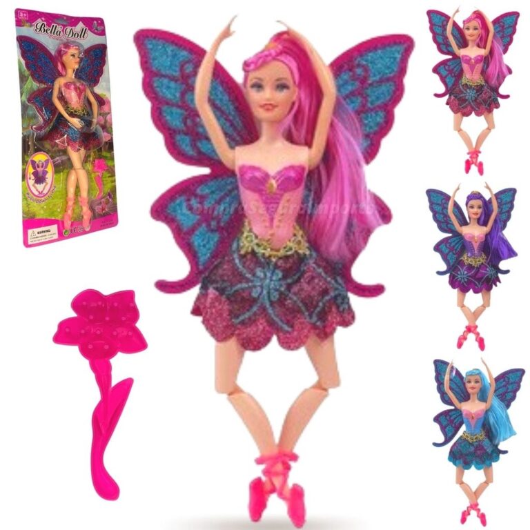 Boneca Bailarina Fada Com Aza Luz E Acessório Pro