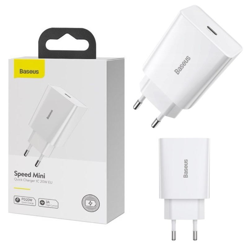 Carregador Rápido Baseus 20W Tomada Fonte Celular Carga Rápida Turbo Pd