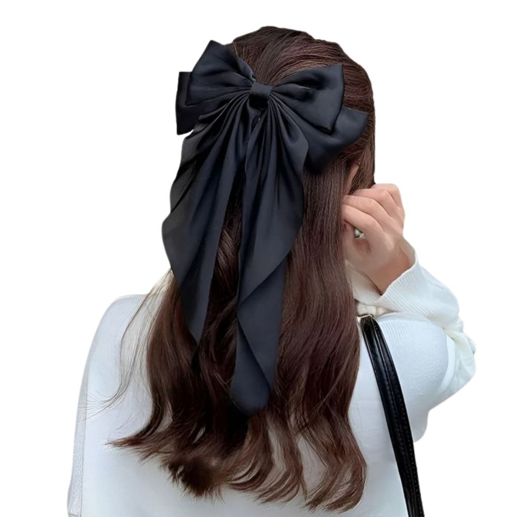 Elegante Clipe De Cabelo Grande Com Laço  Tecido Cetim Premium 2026